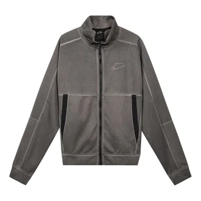 NIKE Nike Sportswear Embroidered Logo Knit Sports Jacket Gray