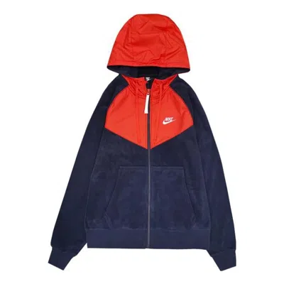 NIKE Nike Sportswear Logo Zipped Hooded Jacket 'Black Red'