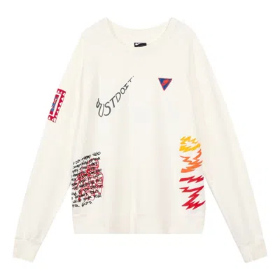 NIKE Nike Sportswear NSW Reflective Graffiti Printing Round Neck Pullover White
