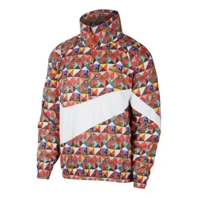 NIKE Nike Sportswear Printing Logo Half Zipper Stand Collar Jacket