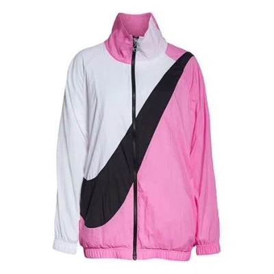 NIKE Nike Sportswear Woven Swoosh Logo Woven Jacket Pink/White