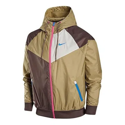 NIKE Nike Summer Hooded Stitching Windproof Training Sports Jacket 'Grey Tan'