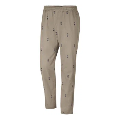 NIKE Nike Team 31 Courtside Full Print Logo Elastic Waistband Athleisure Casual Sports Pants Khaki