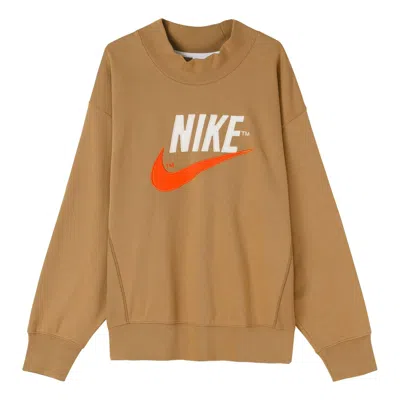 NIKE Nike Trend Capsule Series Logo Embroidered Sports Round Neck Pullover Brown
