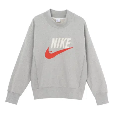 NIKE Nike Trend Capsule Series Logo Embroidered Sports Round Neck Pullover light grey