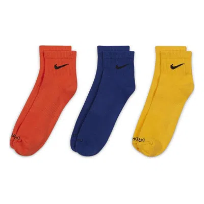 NIKE Nike Unisex Plus Lightweight Ankle Socks 3 Packs Orange/Blue/Yellow