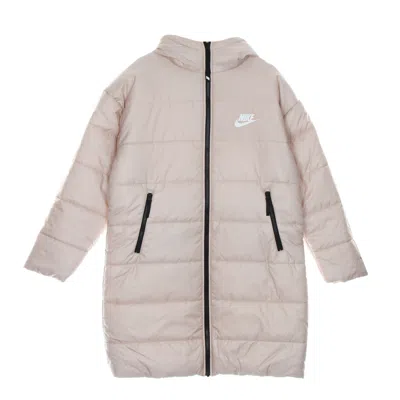 NIKE W THERMA FIT REPEL CLASSIC HOODED PARKA WOMEN'S LONG DOWN JACKET PINK OXFORD/BLACK/WHITE