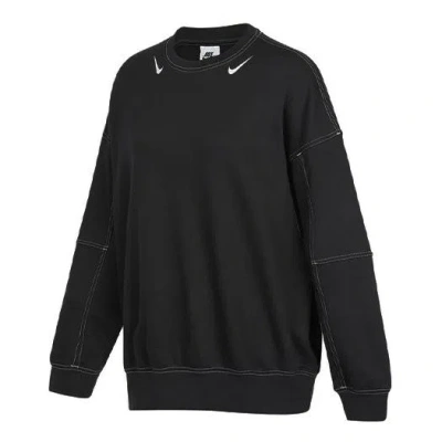 NIKE (WMNS) Nike Casual Sports Loose Round Neck Long Sleeves Black Hoodie