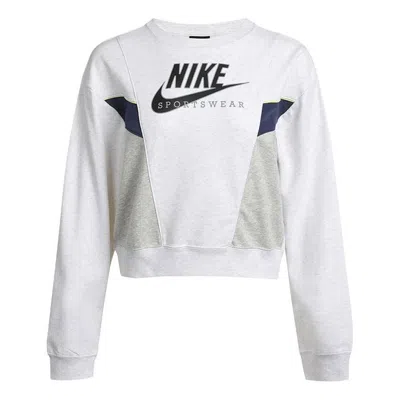 NIKE (WMNS) Nike Casual Sports Round Neck Long Sleeves Pullover Hoodie White