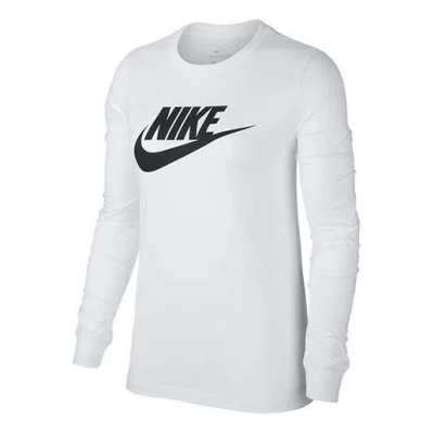 NIKE (WMNS) Nike Classic Logo Printed Long-Sleeved Tee 'White'
