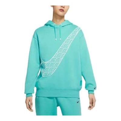 NIKE (WMNS) Nike CNY New Year's Edition Hoodie Fleece Loose Knit Sports Blue Green