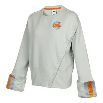 NIKE (WMNS) Nike Fleece Print Crew Sweatshirt 'Grey'