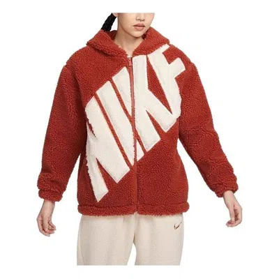 NIKE (WMNS) Nike Jacket Sports Hooded Jacket Plush 'Red White'