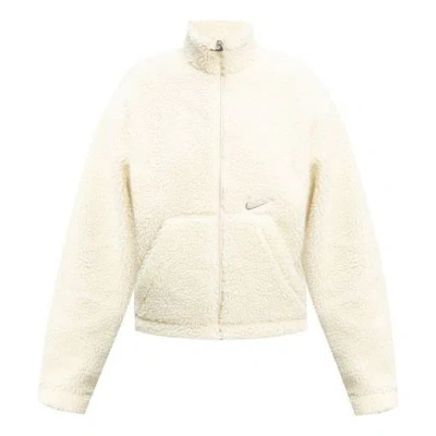 NIKE (WMNS) Nike Logo Fleece Stand Collar Stay Warm Short Jacket White
