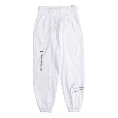 NIKE (WMNS) Nike Logo Printing Sports Adjustable Belt Bundle Feet Woven Long Pants/Trousers Autumn White