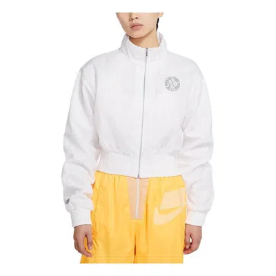 NIKE (WMNS) Nike Plaid Windproof Sports Stand Collar Jacket White
