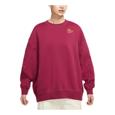 NIKE (WMNS) Nike Printing Fleece Sports Round Neck Light Brown Red Hoodie