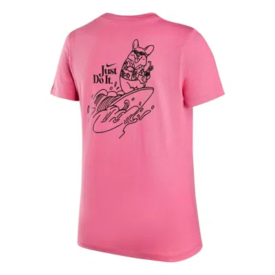NIKE (WMNS) Nike Sportswear Cartoon Hand-Drawn Print T-ShIrt 'Pink'