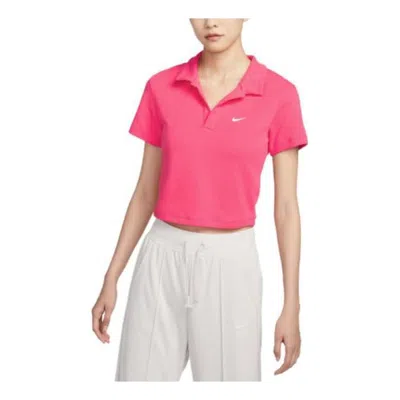 NIKE (WMNS) Nike Sportswear Essential Short-sleeve Polo Top 'Pink'