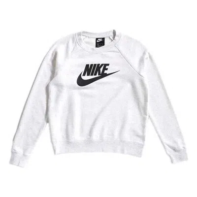 NIKE (WMNS) Nike Sportswear Logo Printing Knit Round Neck Gray White