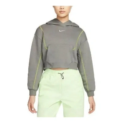 NIKE (WMNS) Nike Sportswear Oversized Fleece Hoodie 'Grey Lime Green'