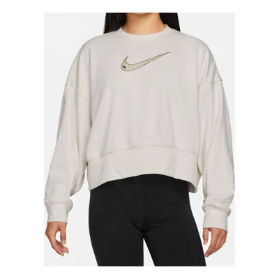 NIKE (WMNS) Nike Sportswear Swoosh Logo Embroidered Loose Knit Short Round Neck Pullover Hoodie