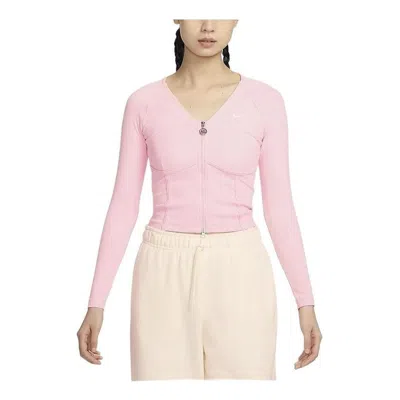 NIKE (WMNS) Nike Sportswear V-Day Long-Sleeve Full-Zip Top 'Pink'