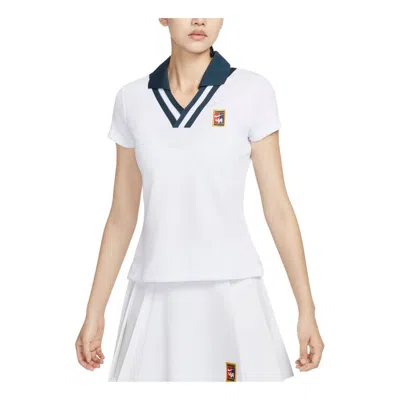 NIKE (WMNS) Nike Women by YOON Short Sleeve Polo Shirt Asia Sizing 'White Armory Navy'