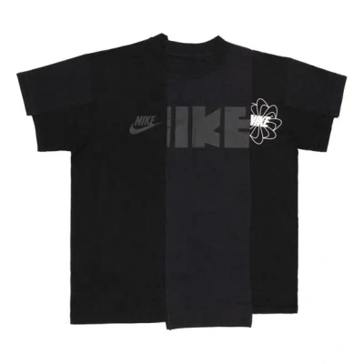NIKE (WMNS) Nike x sacai NRG Splicing Logo T-Shirt 'Black'
