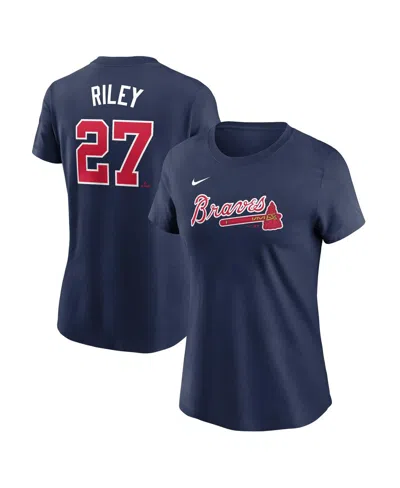 NIKE WOMEN'S AUSTIN RILEY NAVY ATLANTA BRAVES FUSE NAME NUMBER T-SHIRT
