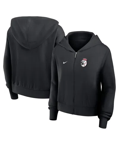 NIKE WOMEN'S BLACK CINCINNATI REDS LIGHTWEIGHT FULL-ZIP HOODIE