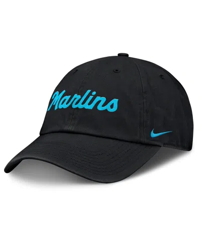 NIKE WOMEN'S BLACK MIAMI MARLINS CLUB ADJUSTABLE HAT
