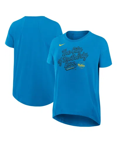 NIKE WOMEN'S BLUE PHILADELPHIA PHILLIES 2025 CITY CONNECT FLOWY FASHION TRI-BLEND PERFORMANCE T-SHIRT