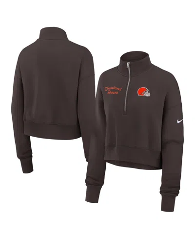 NIKE WOMEN'S BROWN CLEVELAND BROWNS PRIMETIME PHOENIX HALF-ZIP SWEATSHIRT