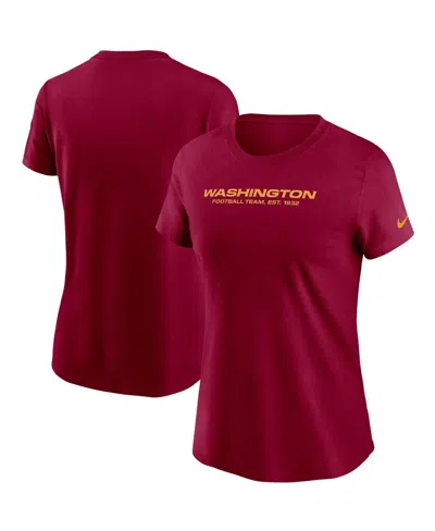 NIKE WOMEN'S BURGUNDY WASHINGTON FOOTBALL TEAM LOGO ESSENTIAL T-SHIRT
