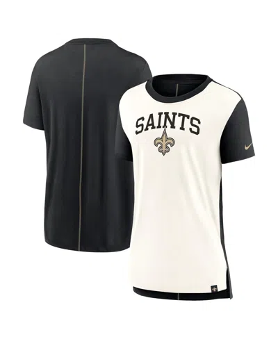 NIKE WOMEN'S CREAM/BLACK NEW ORLEANS SAINTS WORDMARK TRI-BLEND T-SHIRT