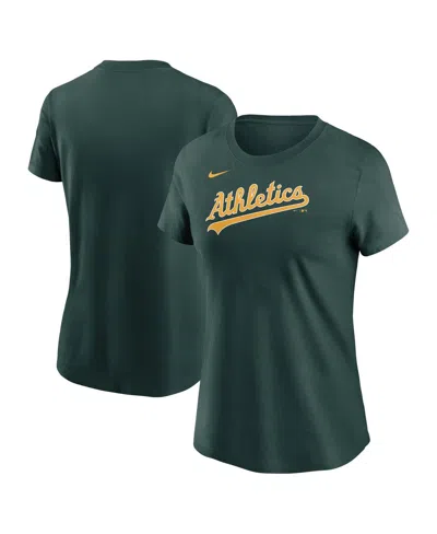 NIKE WOMEN'S GREEN ATHLETICS FUSE WORDMARK T-SHIRT