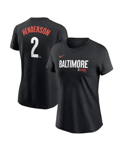 NIKE WOMEN'S GUNNAR HENDERSON BLACK BALTIMORE ORIOLES 2024 CITY CONNECT FUSE PLAYER NAME NUMBER T-SHIRT