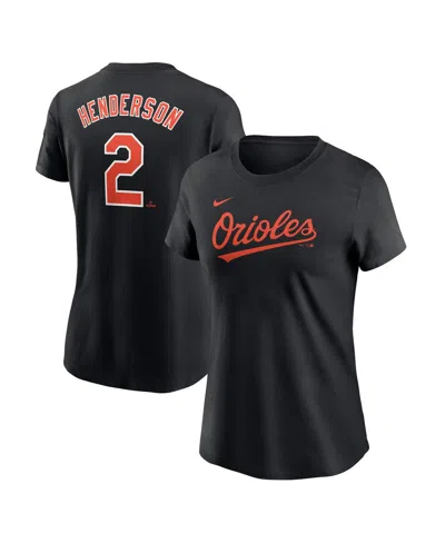 NIKE WOMEN'S GUNNAR HENDERSON BLACK BALTIMORE ORIOLES FUSE NAME NUMBER T-SHIRT