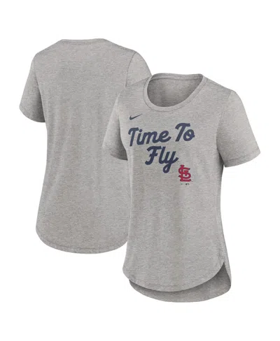 NIKE WOMEN'S HEATHER GRAY ST. LOUIS CARDINALS SCRIPT TRI-BLEND T-SHIRT
