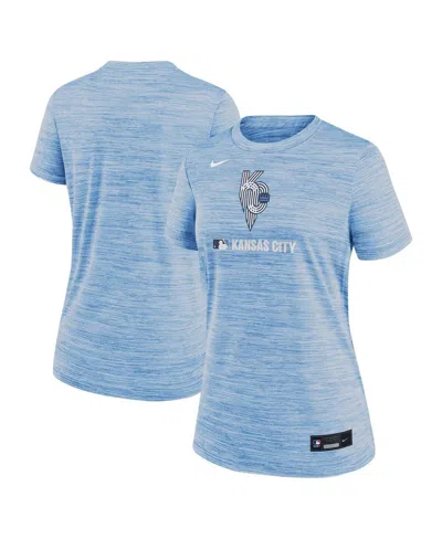 NIKE WOMEN'S LIGHT BLUE KANSAS CITY ROYALS AUTHENTIC COLLECTION CITY CONNECT VELOCITY PERFORMANCE T-SHIRT