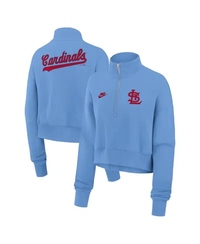 NIKE WOMEN'S LIGHT BLUE ST. LOUIS CARDINALS COOPERSTOWN COLLECTION PHOENIX FLEECE HALF-ZIP SWEATSHIRT