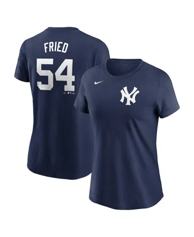 NIKE WOMEN'S MAX FRIED NAVY NEW YORK YANKEES FUSE NAME NUMBER T-SHIRT