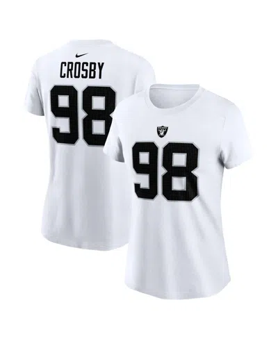 NIKE WOMEN'S MAXX CROSBY WHITE LAS VEGAS RAIDERS PLAYER NAME NUMBER T-SHIRT