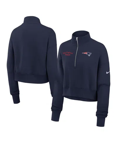 NIKE WOMEN'S NAVY NEW ENGLAND PATRIOTS PRIMETIME PHOENIX HALF-ZIP SWEATSHIRT
