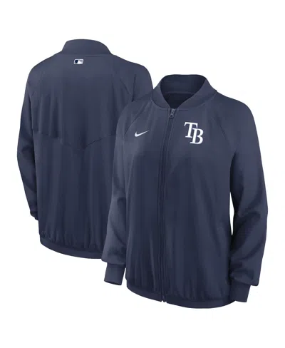 NIKE WOMEN'S NAVY TAMPA BAY RAYS AUTHENTIC COLLECTION TEAM RAGLAN PERFORMANCE FULL-ZIP JACKET