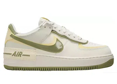 NIKE WOMEN'S NIKE AIR FORCE 1 LOW SHADOW OIL GREEN SNEAKERS IN SAIL/ALABASTER/PALE IVORY