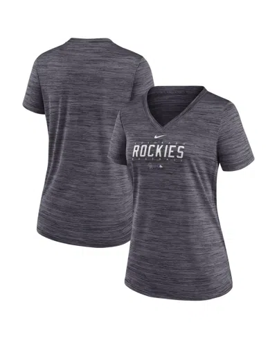 NIKE WOMEN'S NIKE BLACK COLORADO ROCKIES AUTHENTIC COLLECTION VELOCITY PRACTICE PERFORMANCE V-NECK T-SHIR