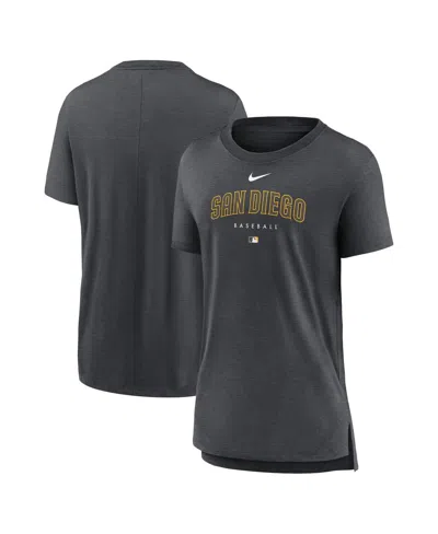 NIKE WOMEN'S NIKE HEATHER CHARCOAL SAN DIEGO PADRES AUTHENTIC COLLECTION EARLY WORK TRI-BLEND T-SHIRT
