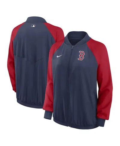 NIKE WOMEN'S NIKE NAVY BOSTON RED SOX AUTHENTIC COLLECTION TEAM RAGLAN PERFORMANCE FULL-ZIP JACKET